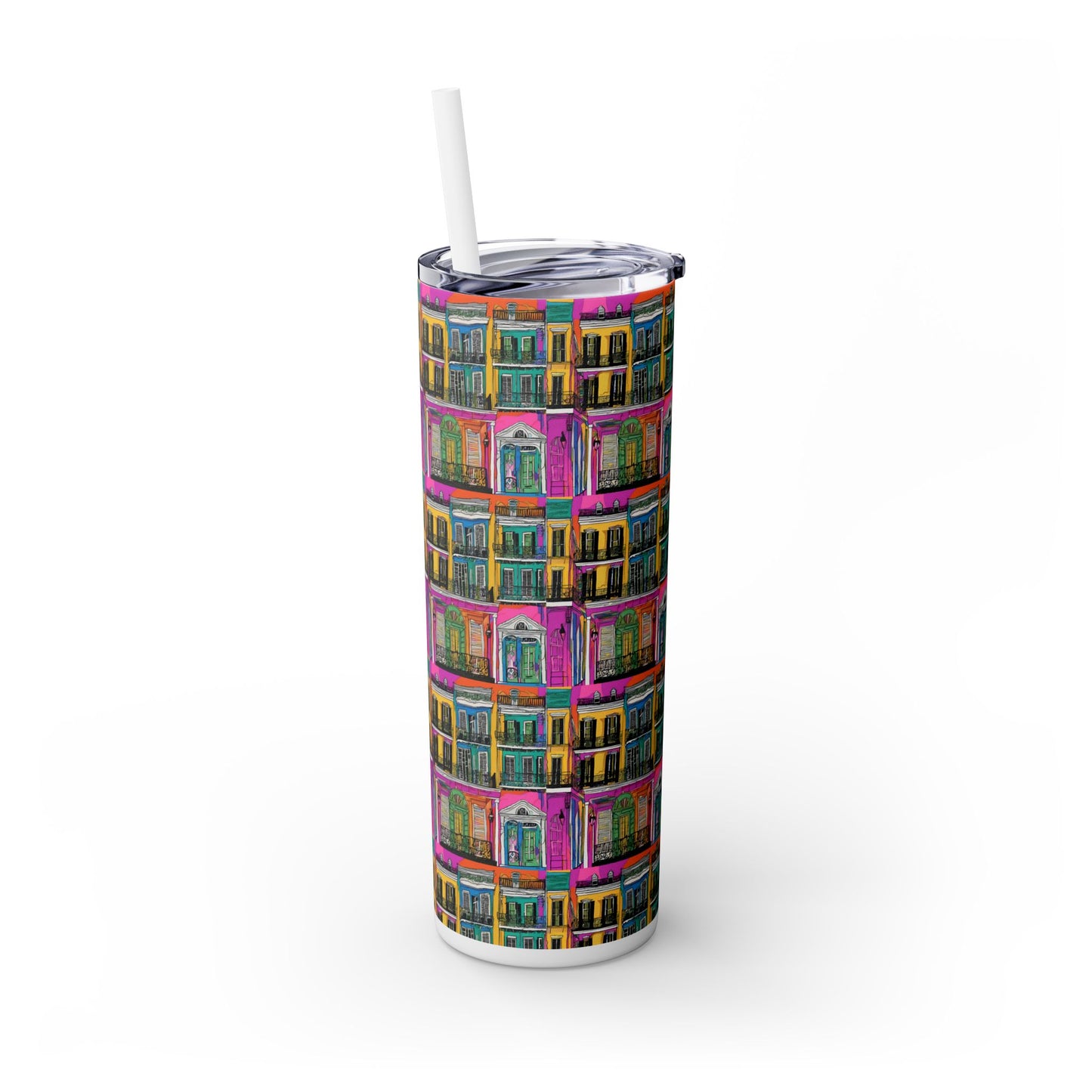 French Quarter print Tumbler with Straw, 20oz