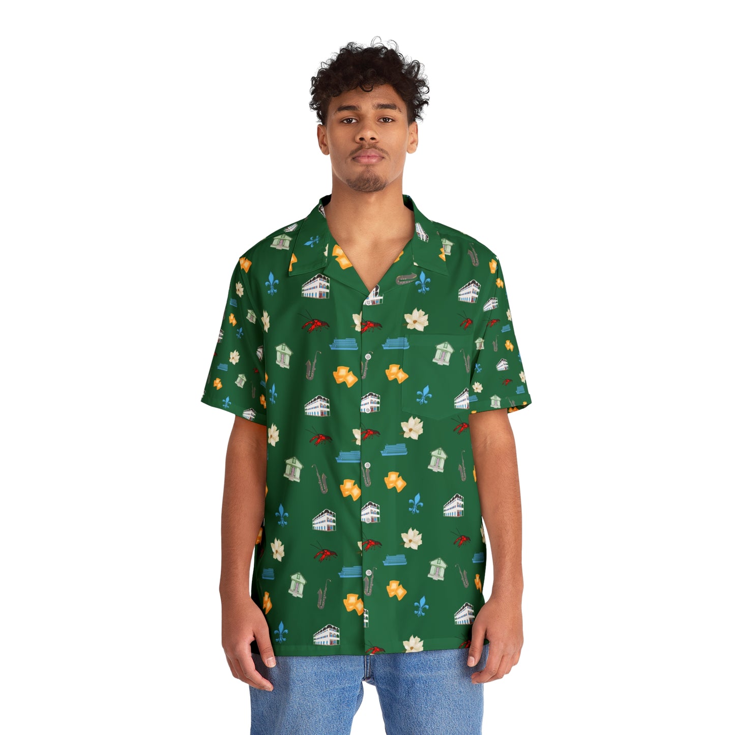 Men's Nola Icons Button Down Shirt (Green)