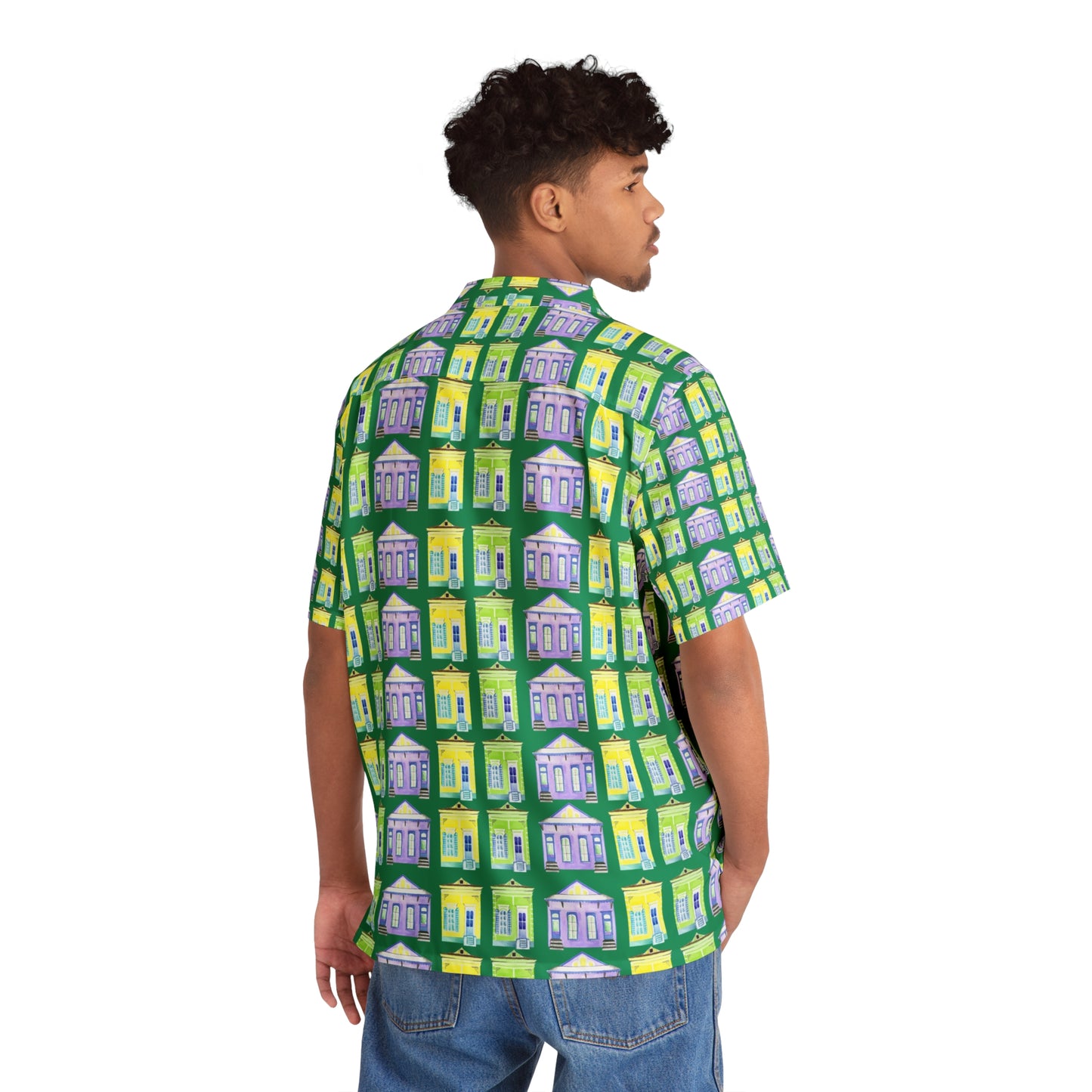 Pastel SHotgun House Men's Hawaiian Shirt