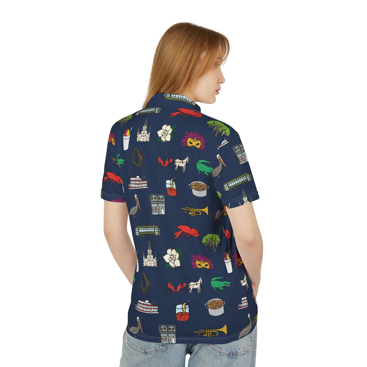 Unisex Nola All Over Polo Shirt (Navy)
