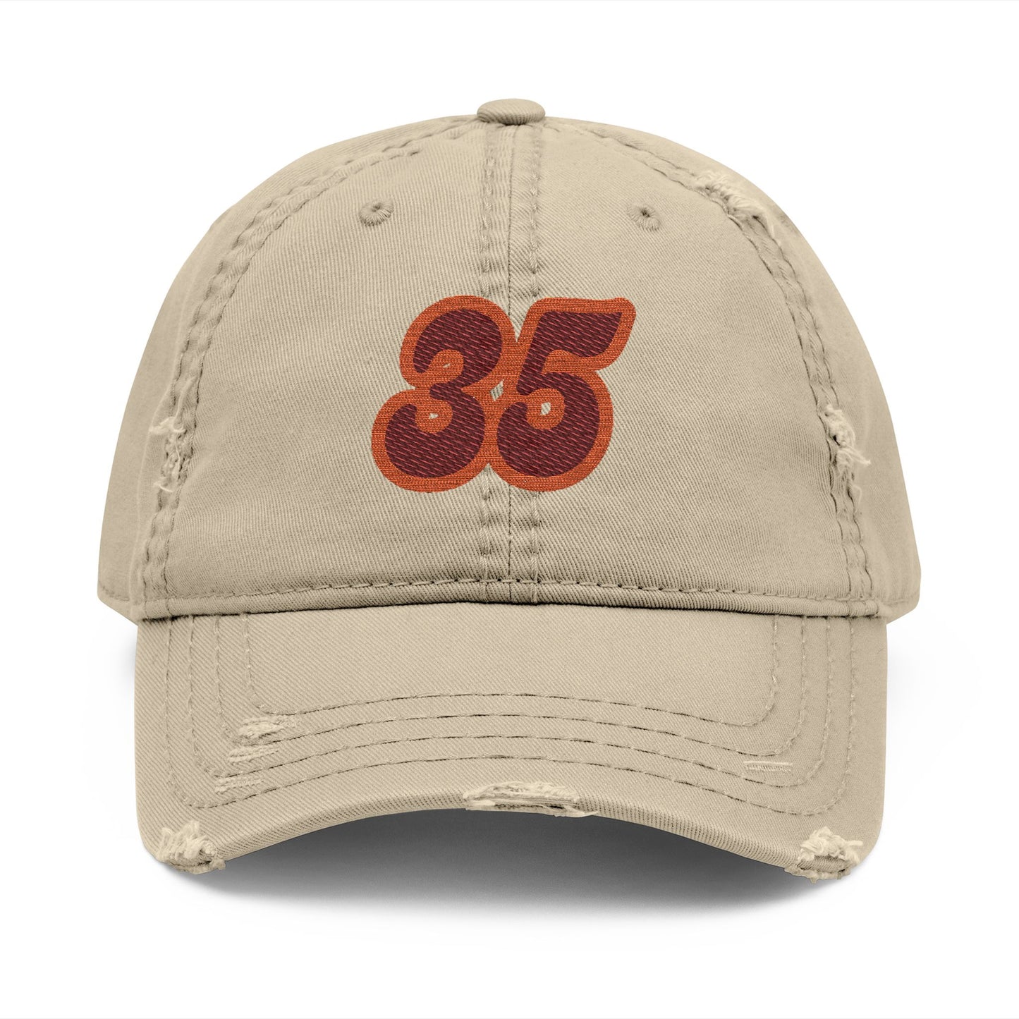 Vintage Distressed Dad Hat with 35 Embroidery