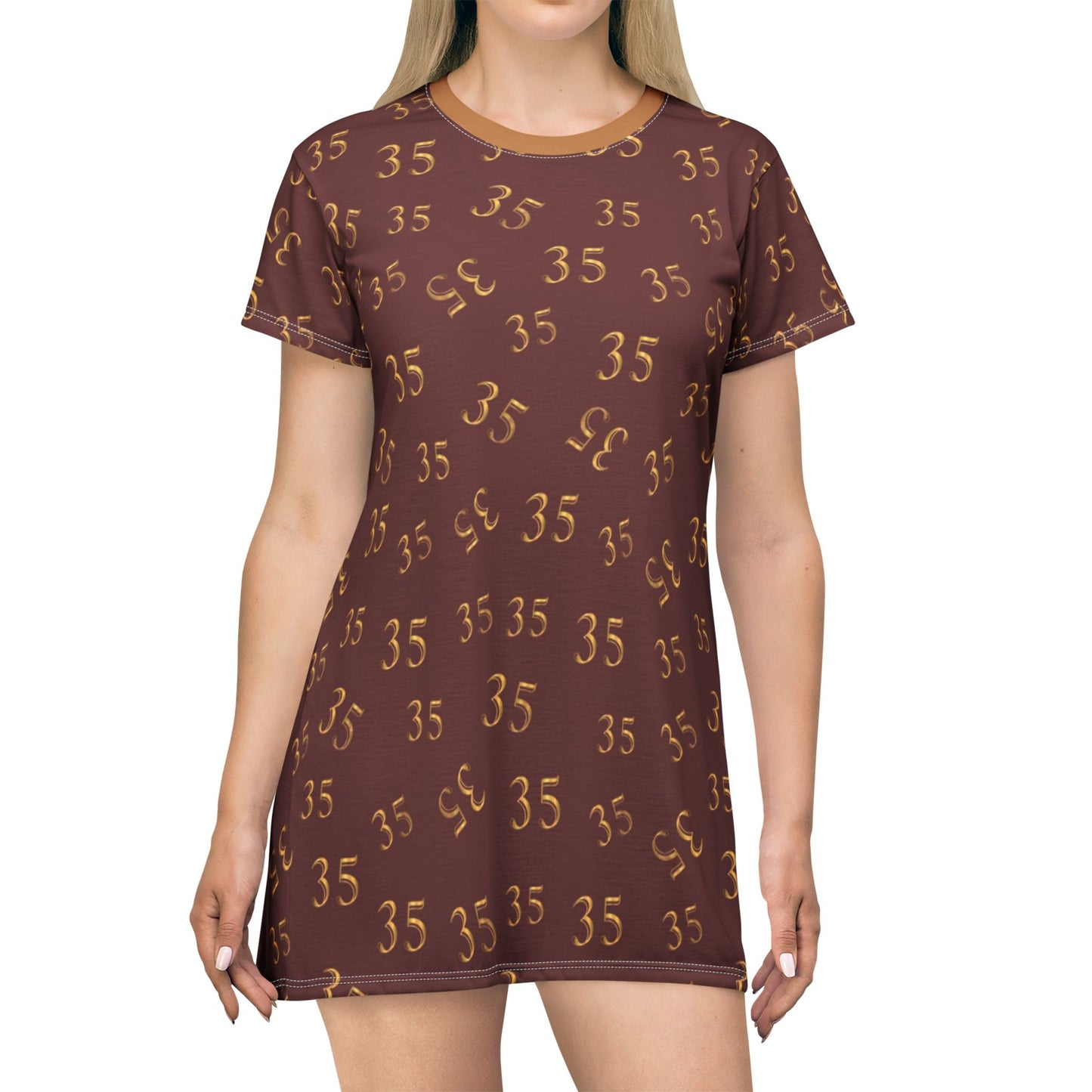 '35' Graphic T-Shirt Dress for Casual Chic Style