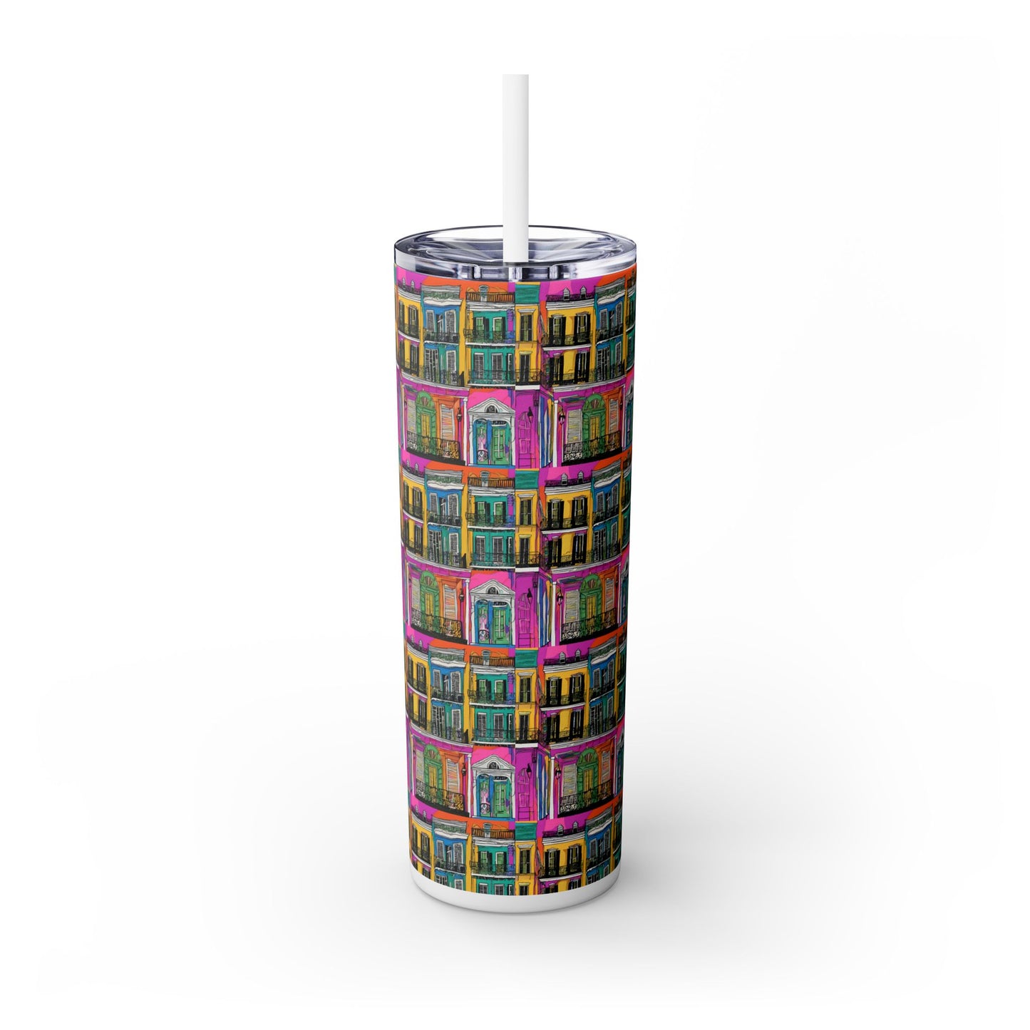 French Quarter print Tumbler with Straw, 20oz