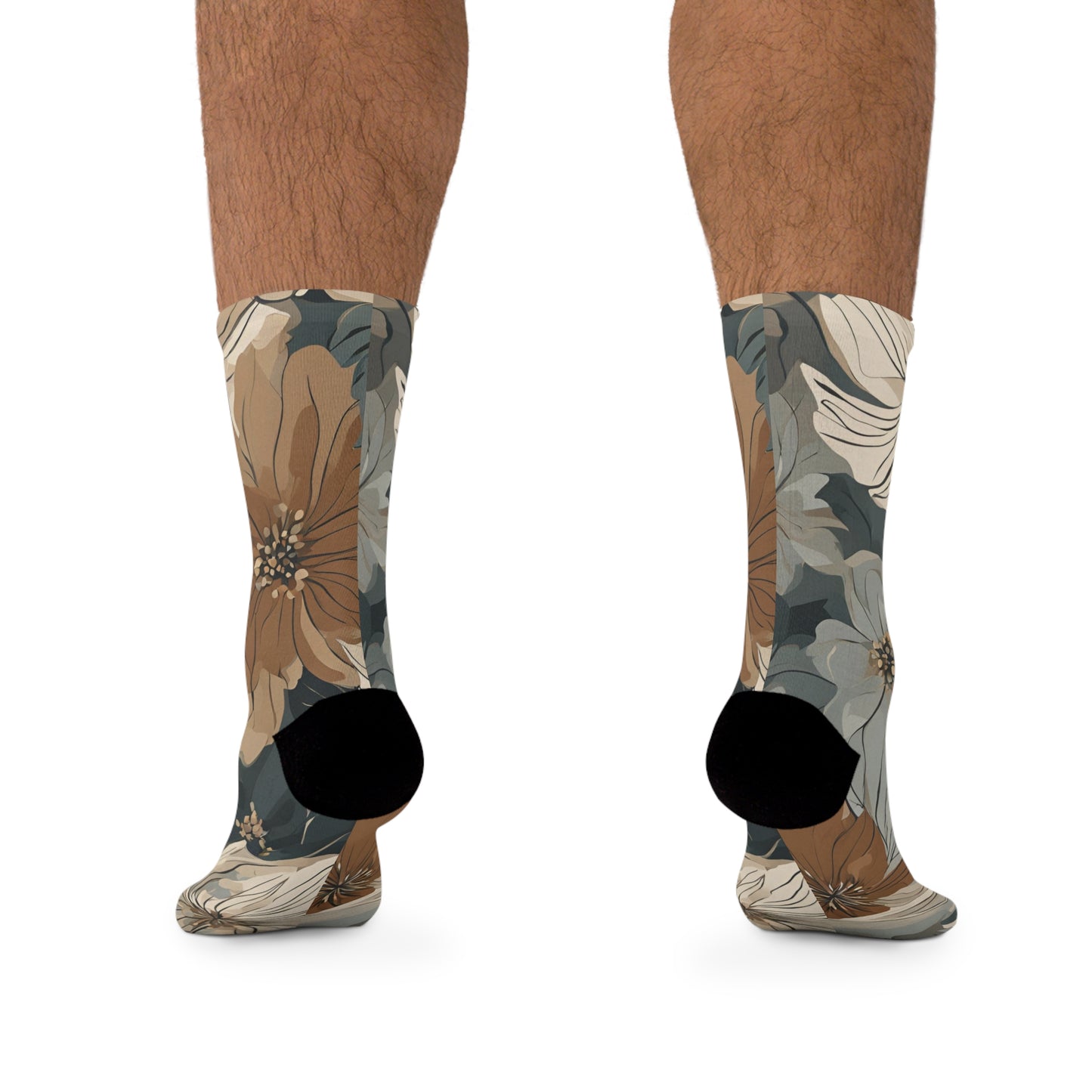 Earth Tone Floral Poly Socks