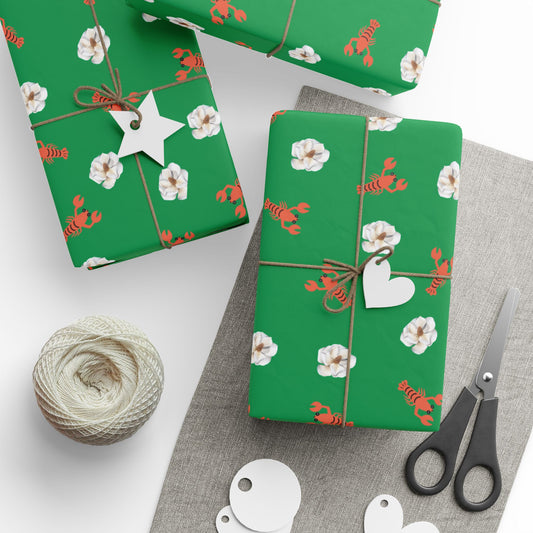 Crawish and Magnolias Gift Wrap