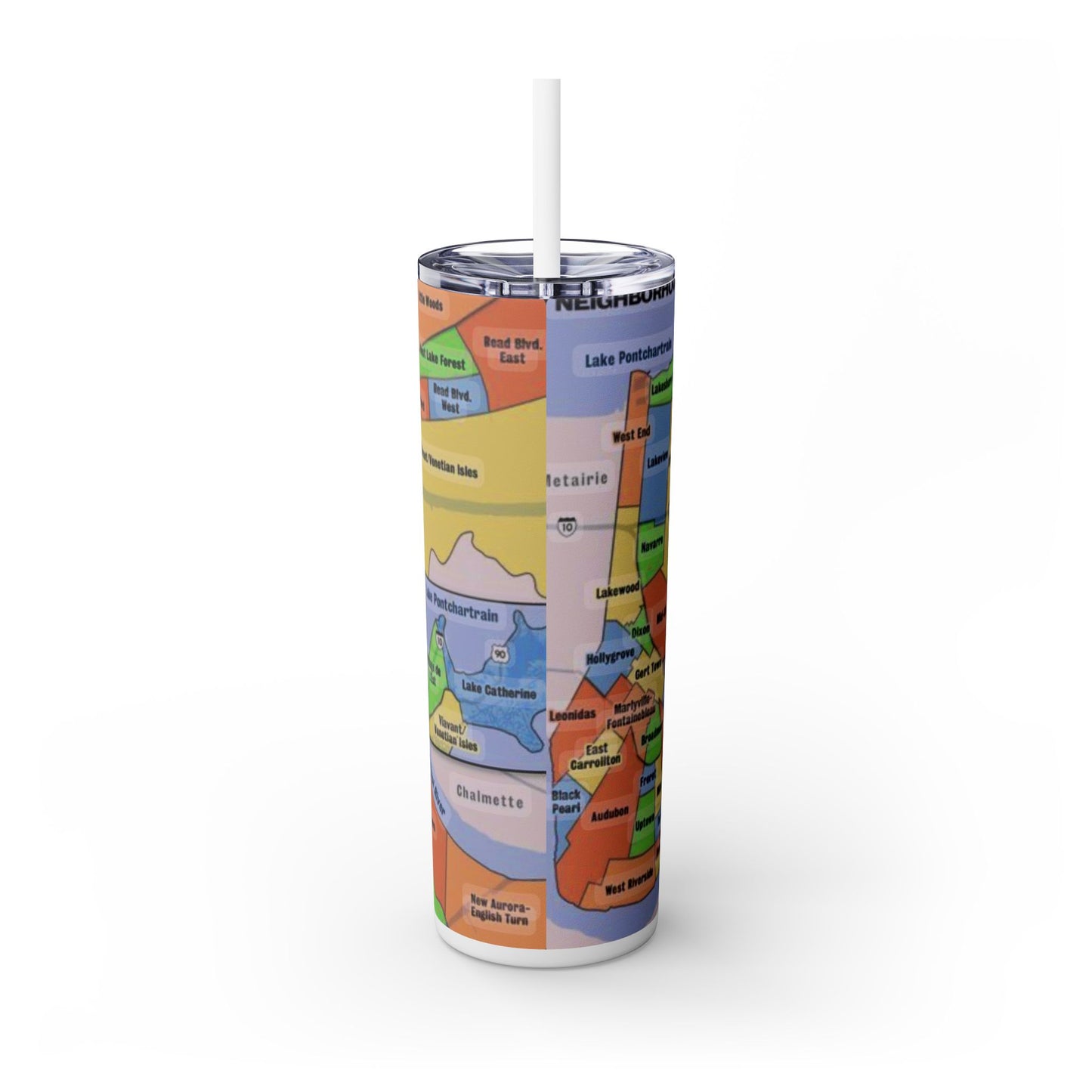 Nola Neighborhoods Skinny Tumbler with Straw, 20oz