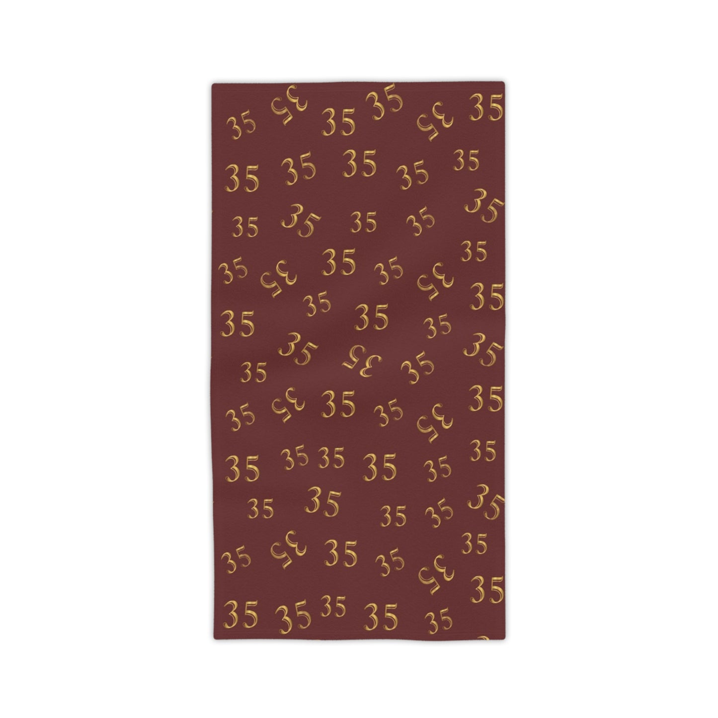 Beach Towel — Burgundy Gold "35" Pattern (Personalized Number Beach Towel)
