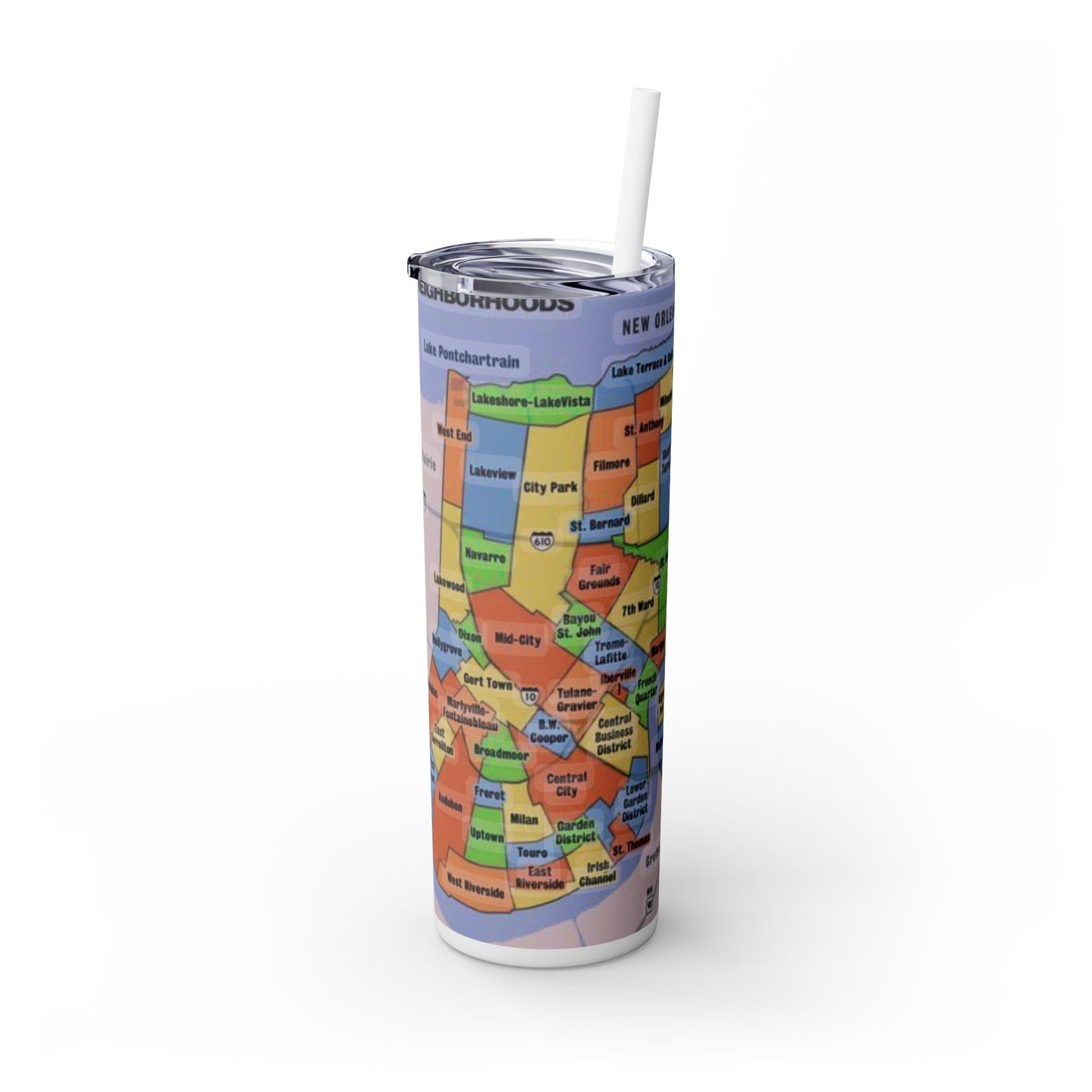 Nola Neighborhoods Skinny Tumbler with Straw, 20oz