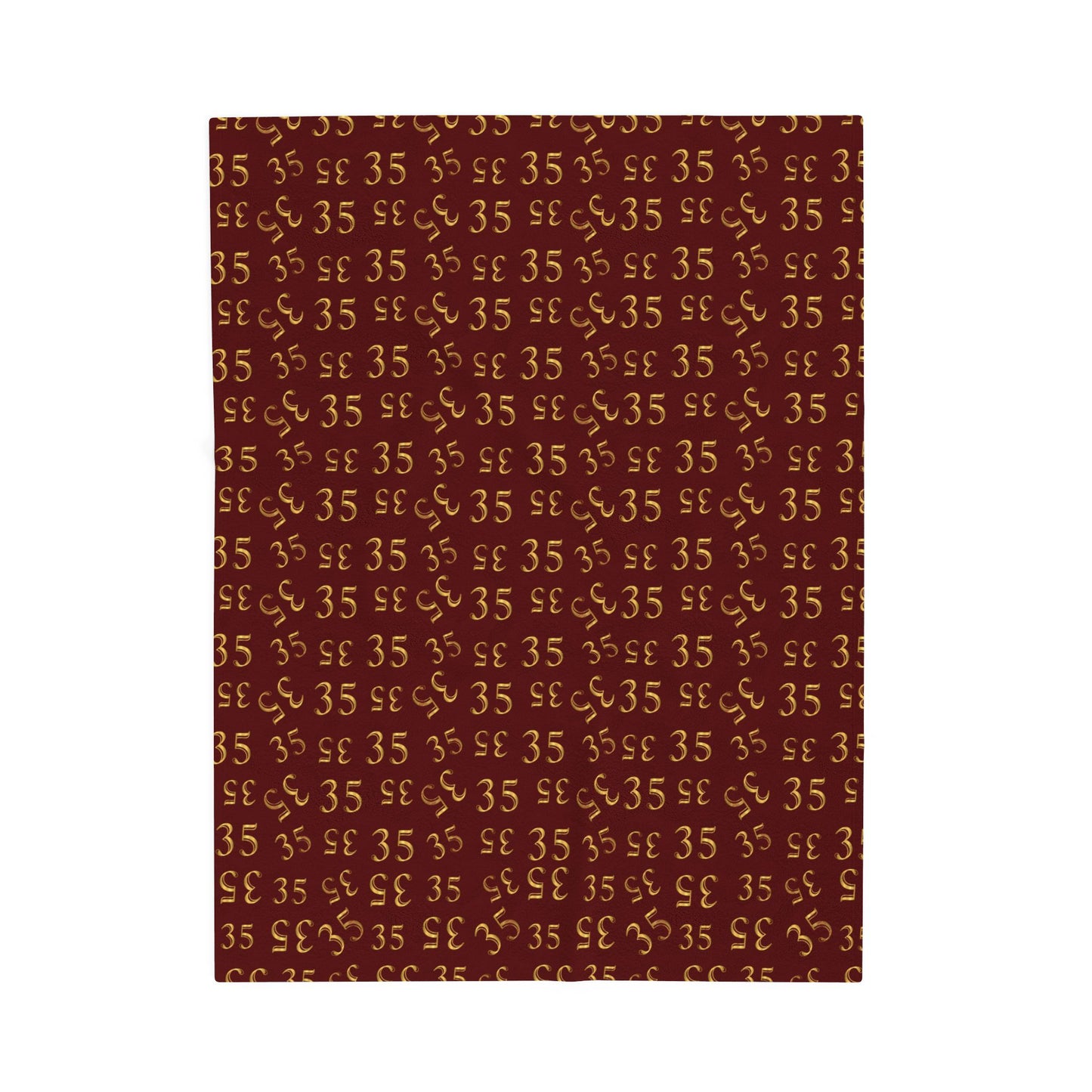 35 Velveteen Plush Blanket — Cozy Maroon '35' Patterned Throw for Game Day & Home