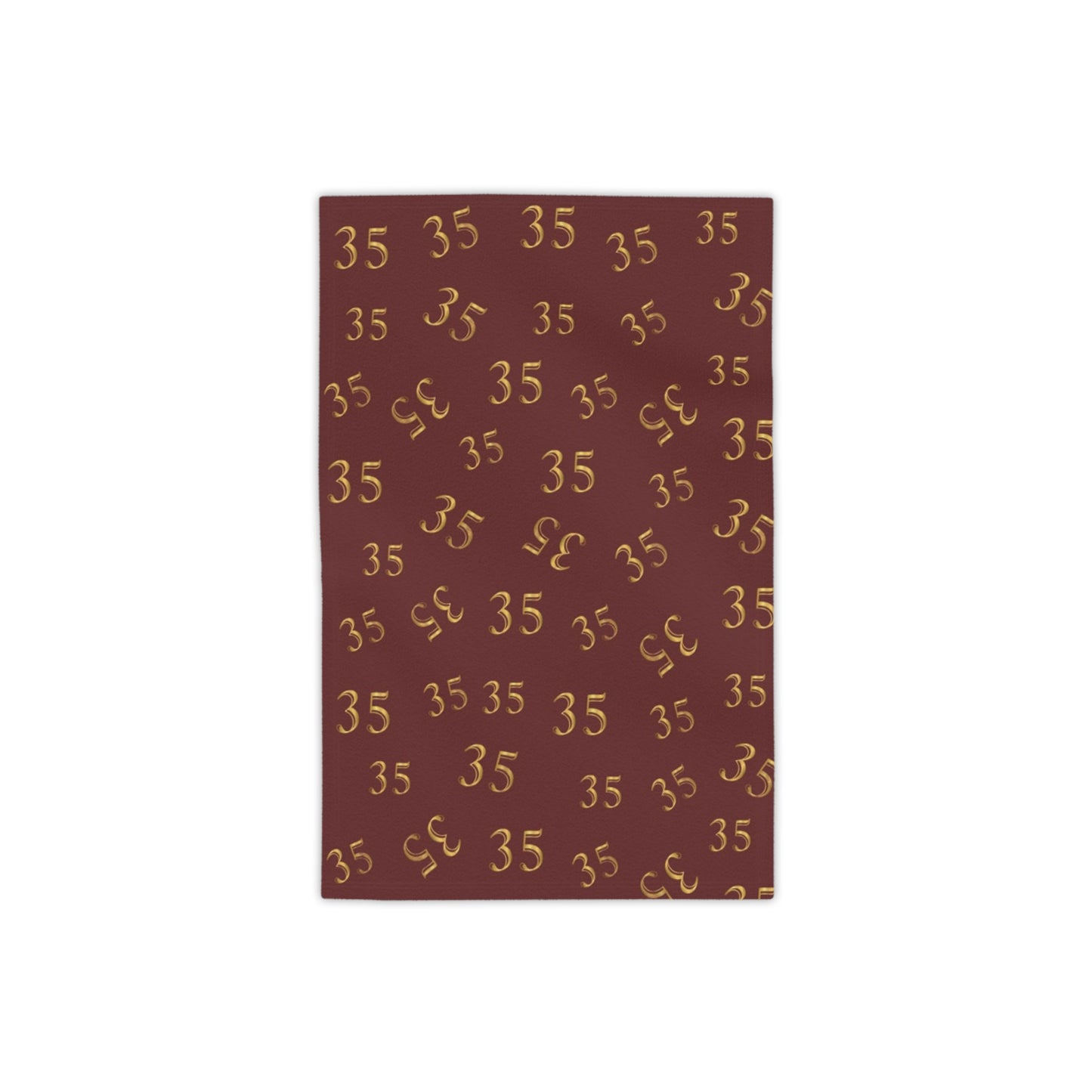 Beach Towel — Burgundy Gold "35" Pattern (Personalized Number Beach Towel)