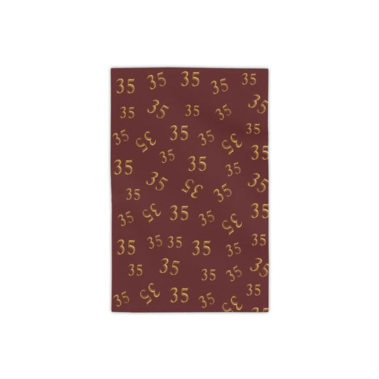 Beach Towel — Burgundy Gold "35" Pattern (Personalized Number Beach Towel)