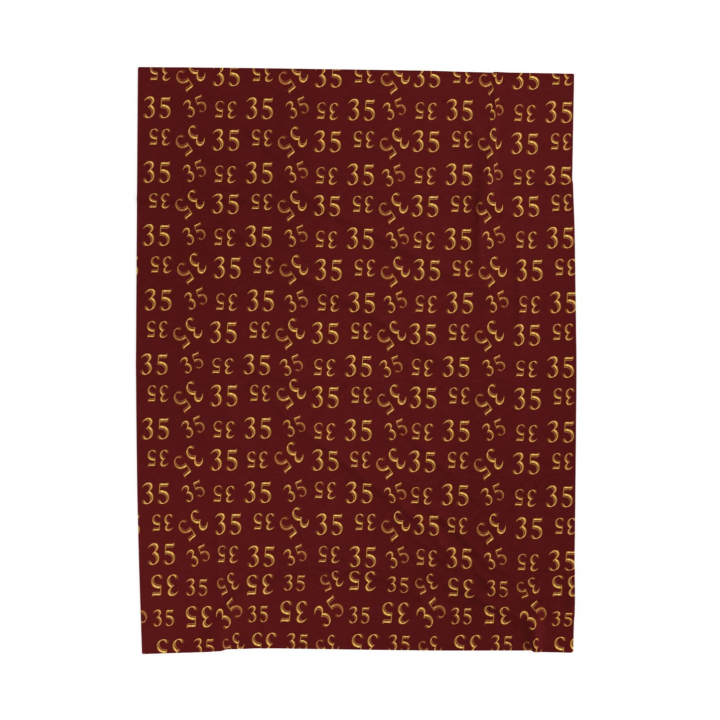 35 Velveteen Plush Blanket — Cozy Maroon '35' Patterned Throw for Game Day & Home