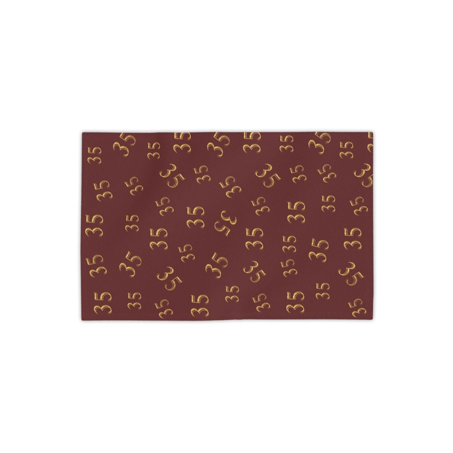 Beach Towel — Burgundy Gold "35" Pattern (Personalized Number Beach Towel)