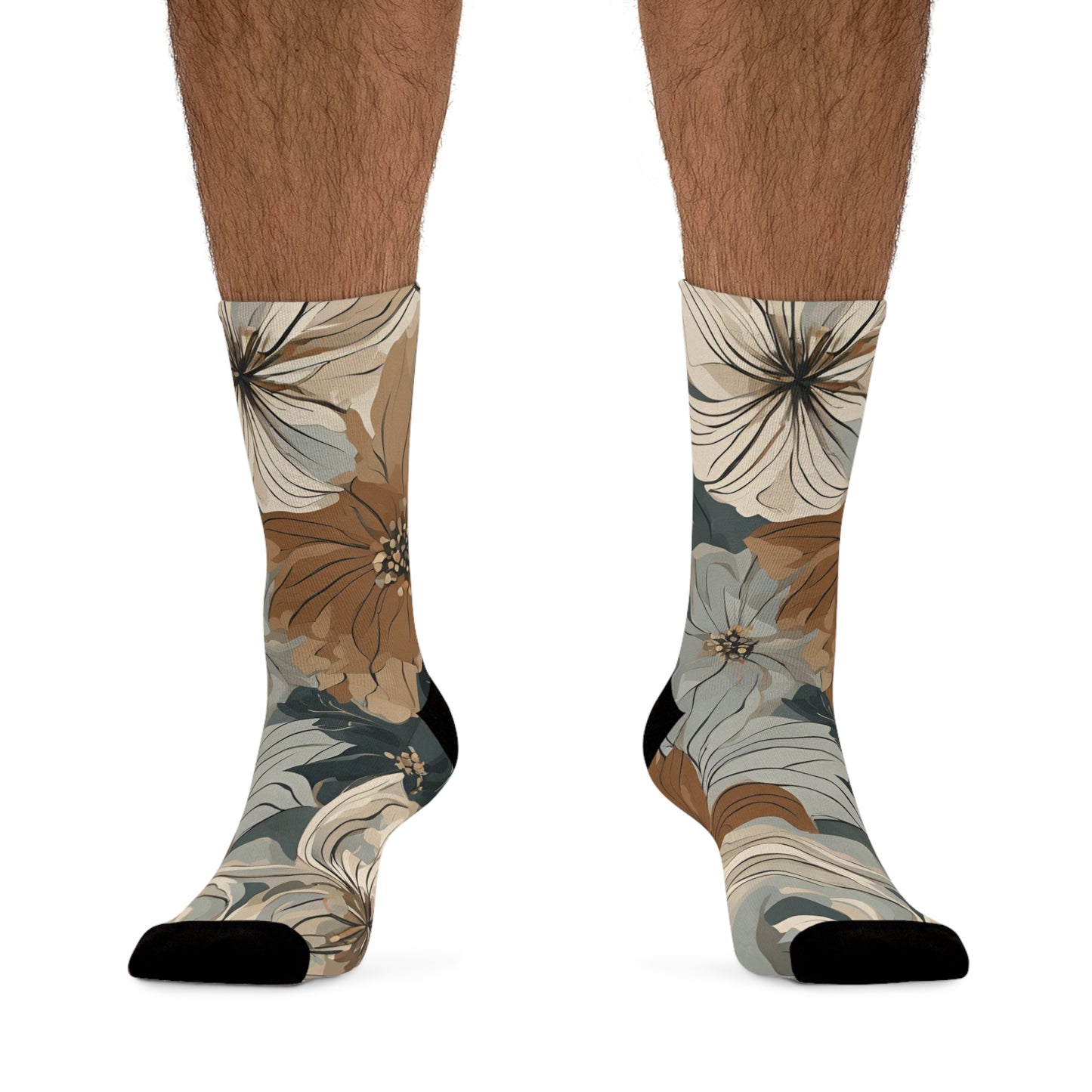 Earth Tone Floral Poly Socks