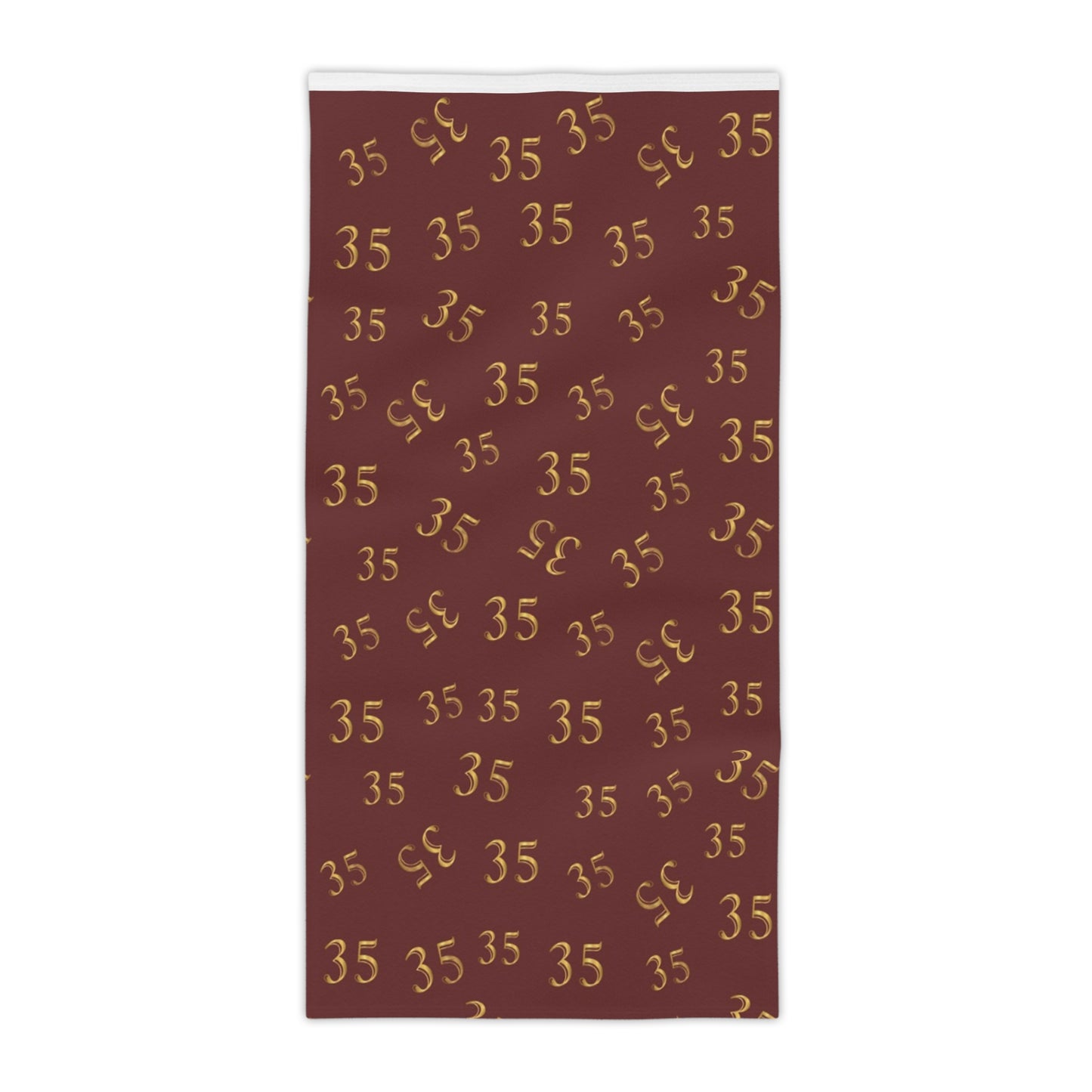 Beach Towel — Burgundy Gold "35" Pattern (Personalized Number Beach Towel)