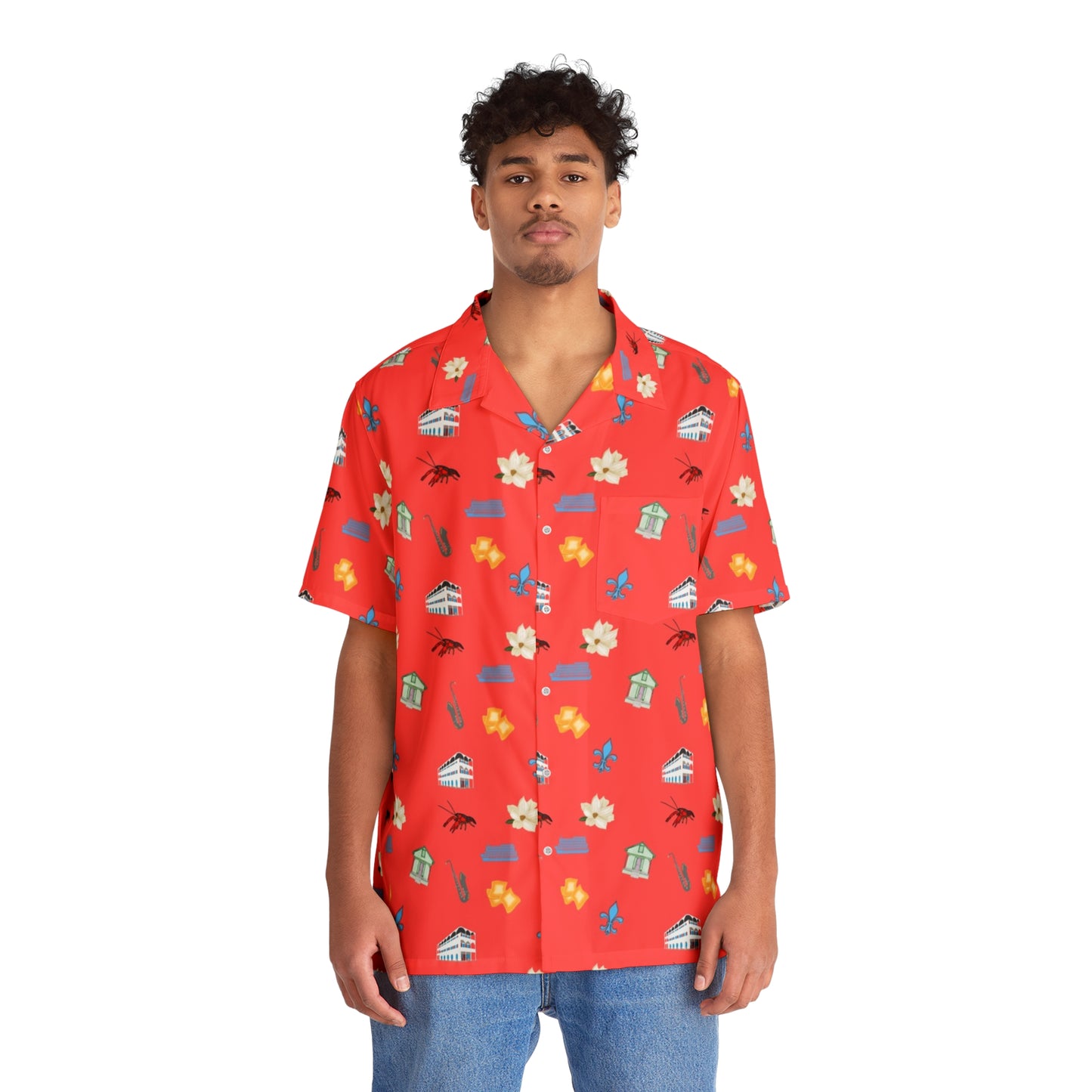 Men's Nola Icons Button Down Shirt (red)