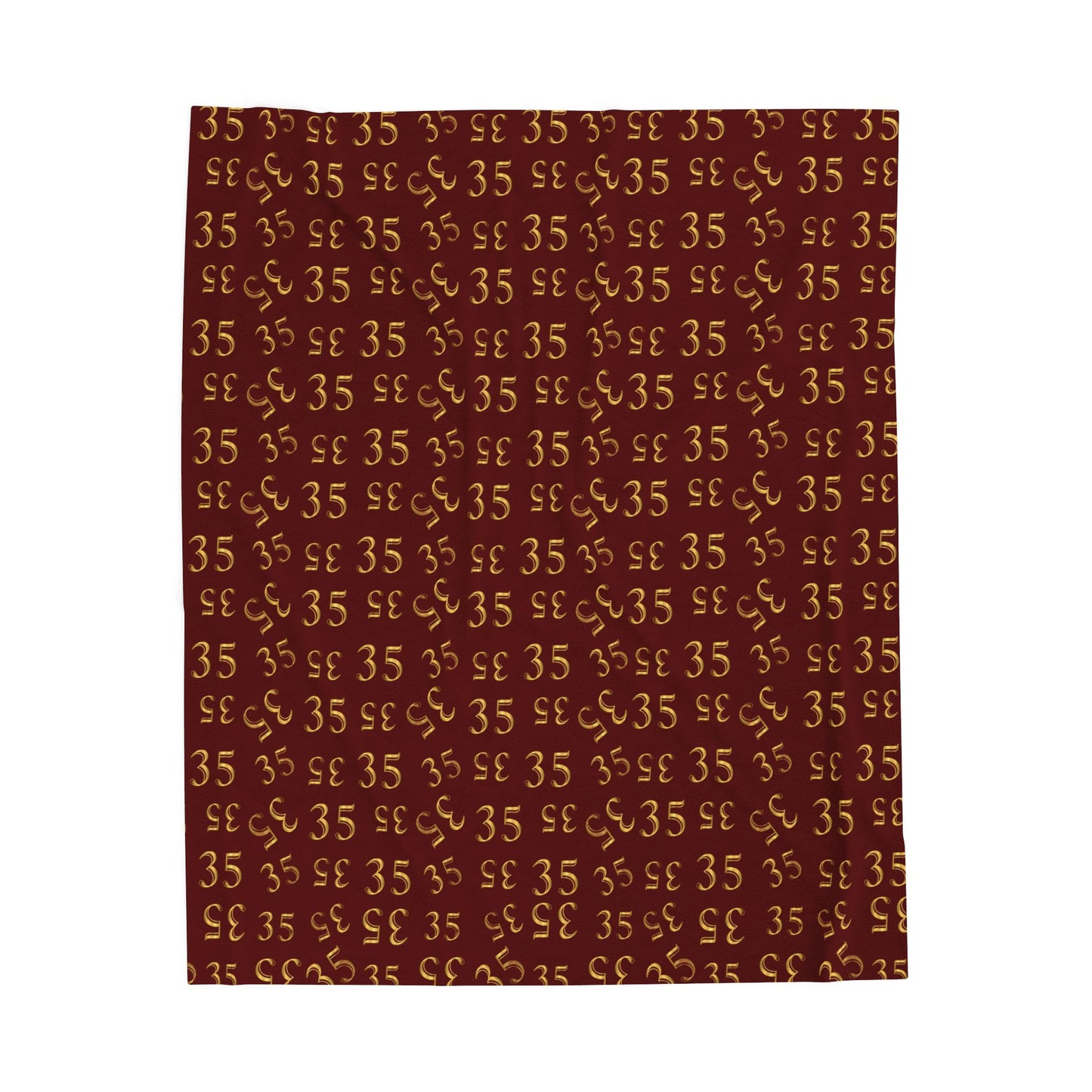 35 Velveteen Plush Blanket — Cozy Maroon '35' Patterned Throw for Game Day & Home