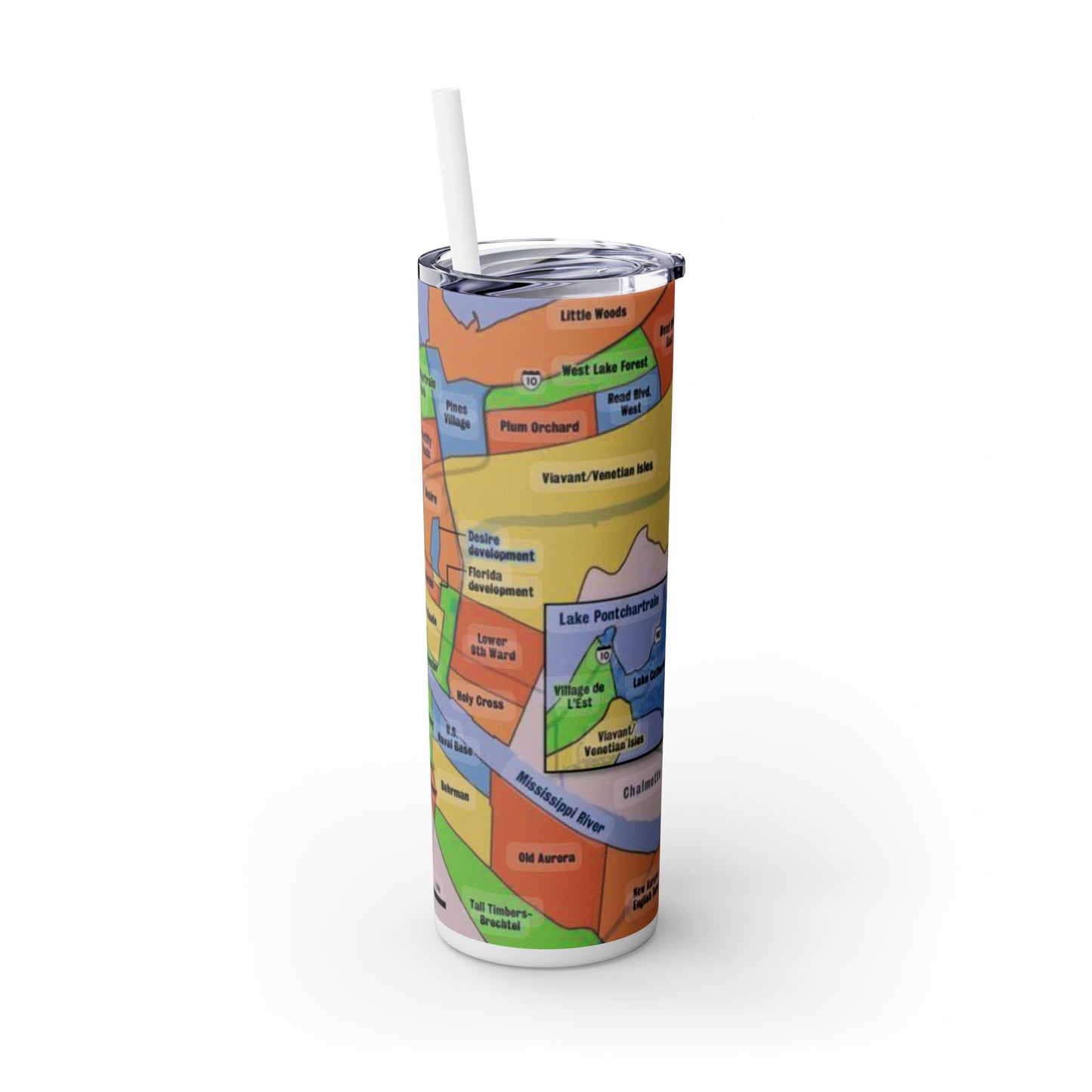 Nola Neighborhoods Skinny Tumbler with Straw, 20oz