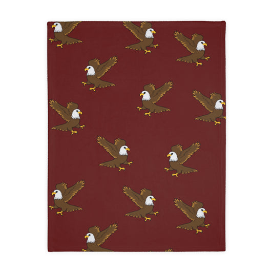 Eagle Pattern Velveteen Microfiber Blanket — Cozy Red Patriotic Throw