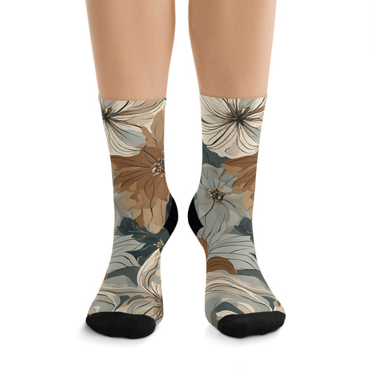 Earth Tone Floral Poly Socks